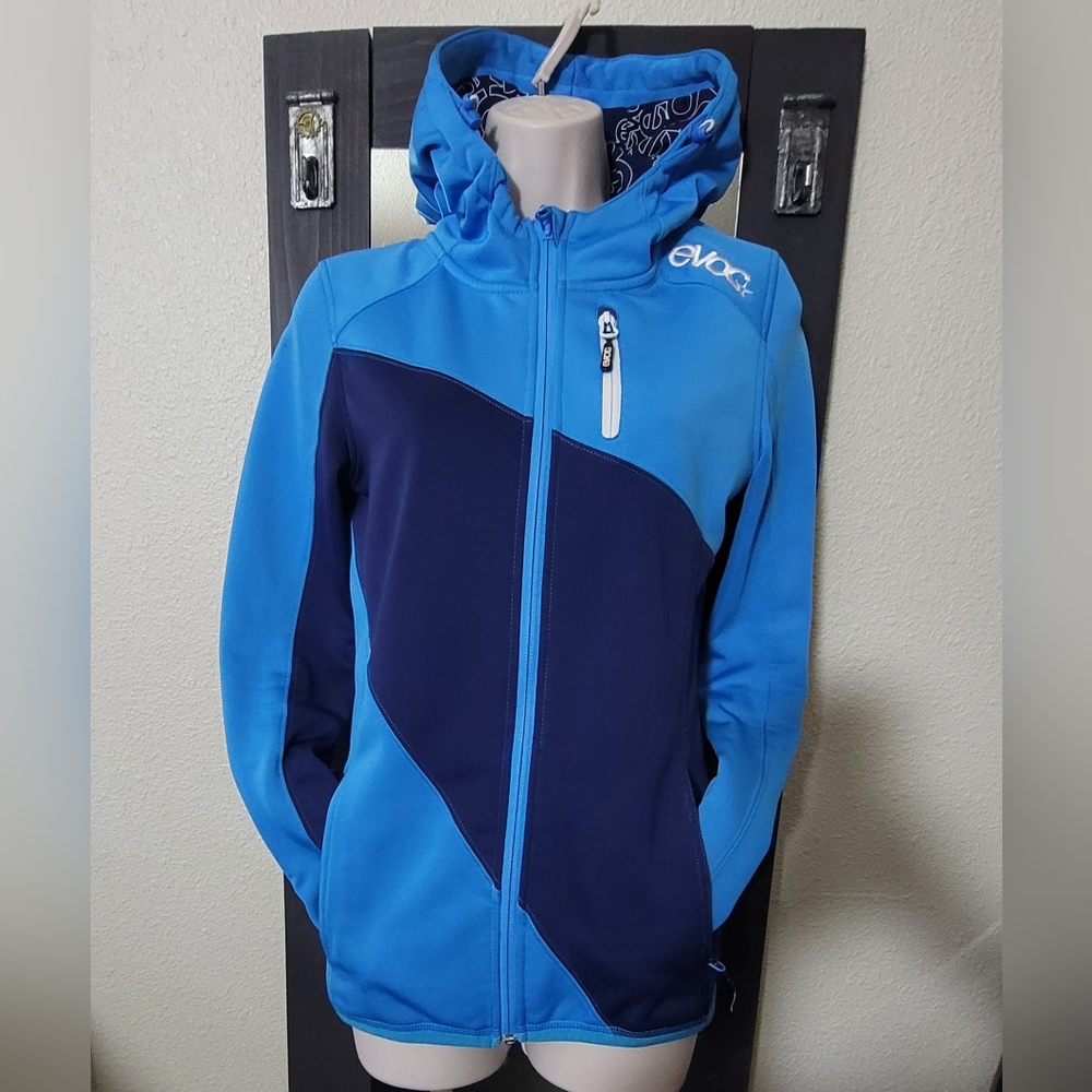 EVOC Hooded Cycling/MTB Athletic Jacket Aqua/Navy Small